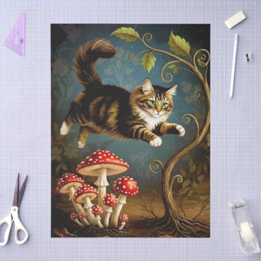 Decoupage Celestial Kitten 薄葉紙 (クラフト)