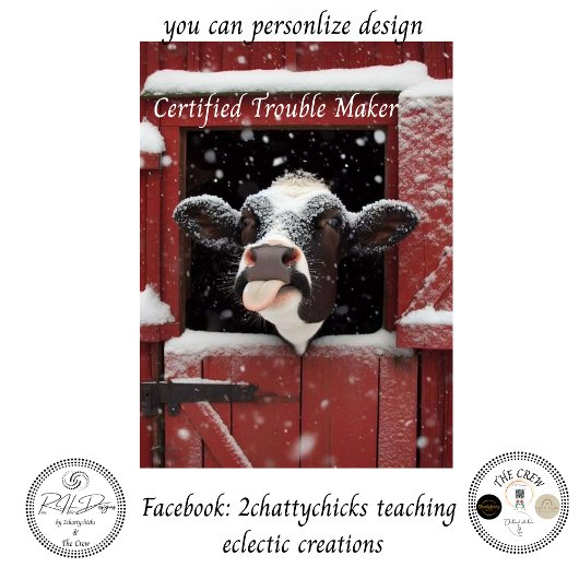 Decoupage Certified Trouble Maker COW Farmhouse 薄葉紙
