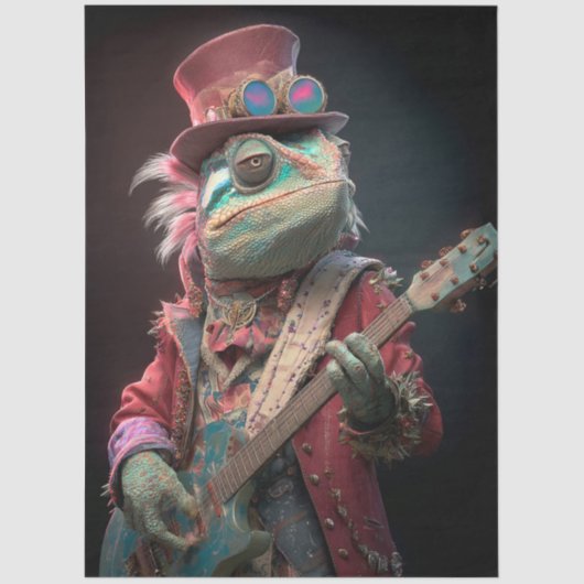 Decoupage Chameleon Rock Fur Feather Funk Band 薄葉紙 (正面)