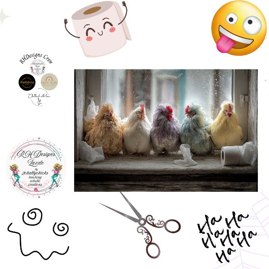 Decoupage Chicken Window Seat Tissue Humor  薄葉紙