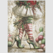 Decoupage Christmas Elf Legs White Stocking 薄葉紙 (正面)