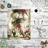 Decoupage Christmas Elf Legs White Stocking 薄葉紙