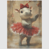 Decoupage Christmas Hippo Ballerina Whimsical 薄葉紙 (正面)