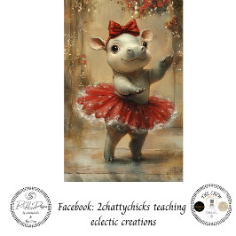 Decoupage Christmas Hippo Ballerina Whimsical 薄葉紙