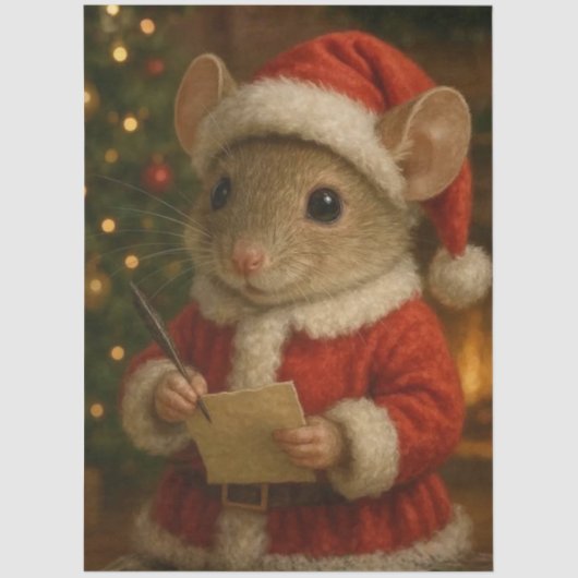 Decoupage Christmas Mouse Santa Suit 薄葉紙 (正面)