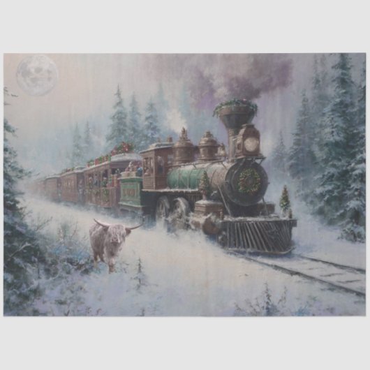Decoupage Christmas Nostalgic Steam Engine Train  薄葉紙 (正面)