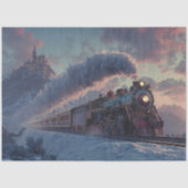 Decoupage Christmas Steam Train Ireland Mountains  薄葉紙 (正面)