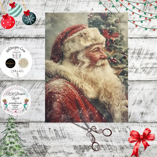 Decoupage Christmas Traditional Santa Claus 薄葉紙