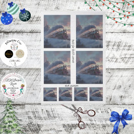 Decoupage Christmas Train Winter Scene Ireland  薄葉紙