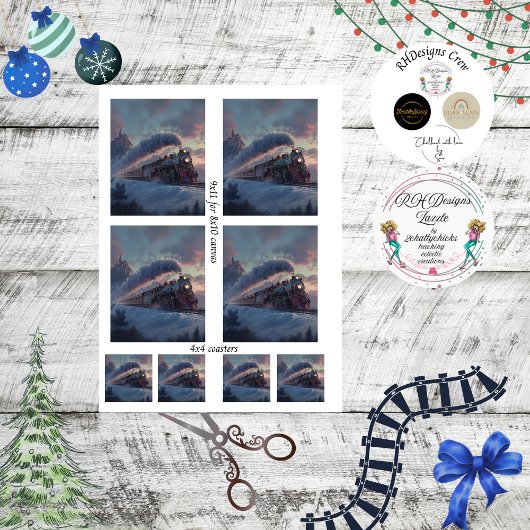 Decoupage Christmas Train Winter Scene Ireland  薄葉紙