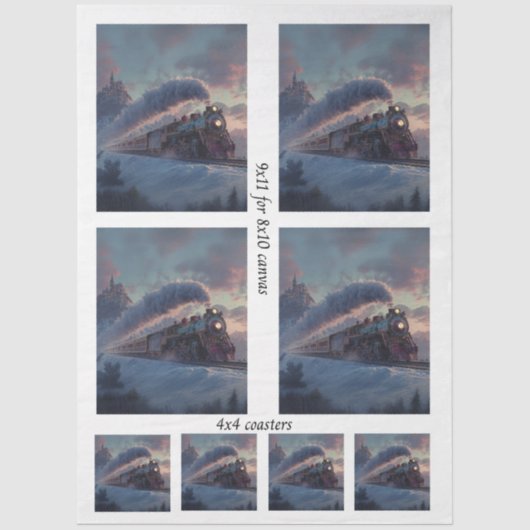 Decoupage Christmas Train Winter Scene Ireland  薄葉紙 (正面)