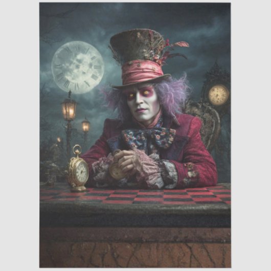 Decoupage Clockmaster Checkerboard Table Full Moon 薄葉紙 (正面)