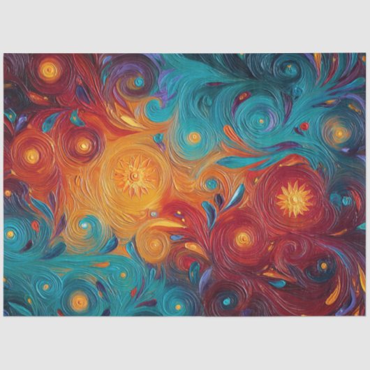 Decoupage Cosmic Swirl Sunburst Vibrant Colors  薄葉紙 (正面)