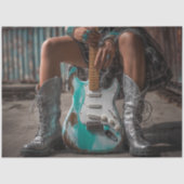 Decoupage Country Girl Turquoise Guitar Strings 薄葉紙 (正面)
