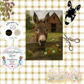 Decoupage Countryside Donkey Red Barn  薄葉紙