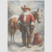Decoupage Cowboy Santa Horse Winter Scene 薄葉紙 (正面)