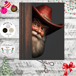 Decoupage Cowboy Santa Peeking Naughty Nice  薄葉紙