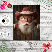 Decoupage Cowboy Santa Peeking Rustic Fence  薄葉紙