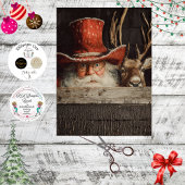 Decoupage Cowboy Santa & Rudolph Peeking  薄葉紙