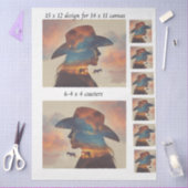 Decoupage Cowgirl Silhouette 11x14 Canvas Coasters 薄葉紙 (クラフト)