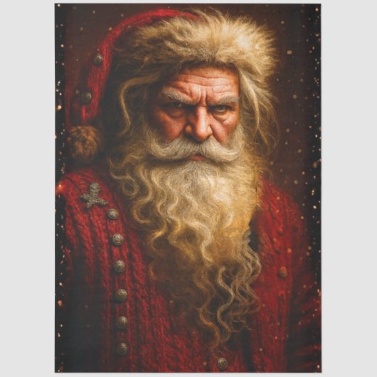 Decoupage Crimson Dramatic Santa Portrait 薄葉紙 (正面)