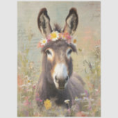 Decoupage Crowned With Grace Donkey Floral Field 薄葉紙 (正面)