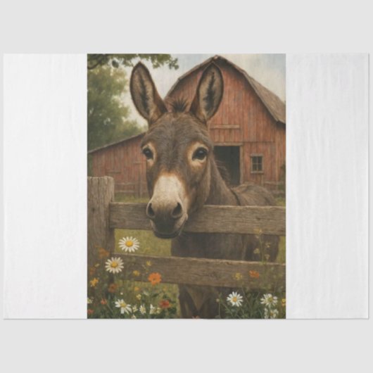 Decoupage Curious Donkey Farm Art 薄葉紙 (正面)