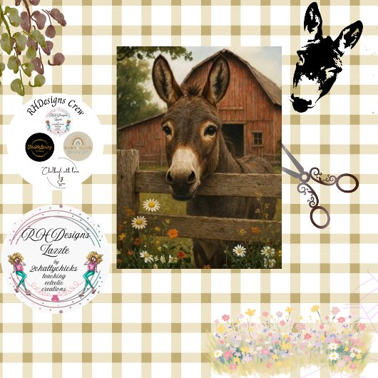 Decoupage Curious Donkey Farm Art 薄葉紙