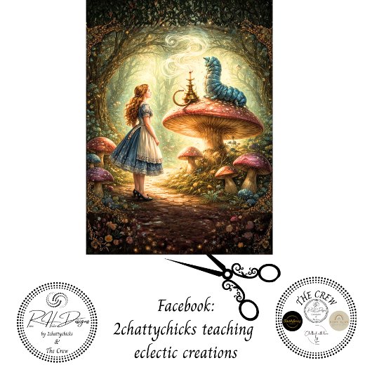 Decoupage Curious Girl Mystical Caterpillar  薄葉紙