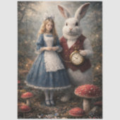 Decoupage Curious Girl White Rabbit Pocket Watch 薄葉紙 (正面)