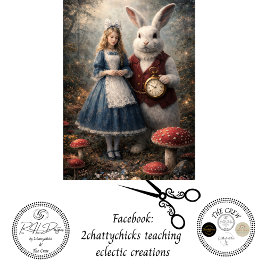  Decoupage Curious Girl White Rabbit Pocket Watch  薄葉紙