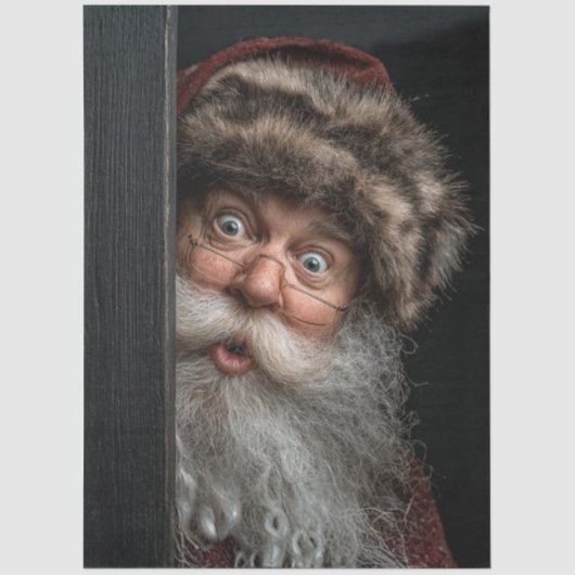 Decoupage Daniel Boone Santa Claus Peek Art  薄葉紙 (正面)