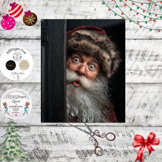 Decoupage Daniel Boone Santa Claus Peek Art 薄葉紙