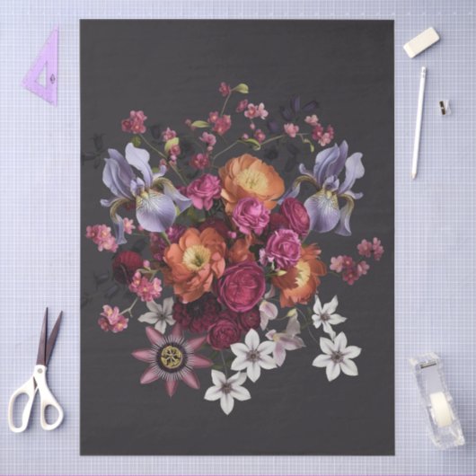 Decoupage Dark Botanical Bloom 薄葉紙 (クラフト)