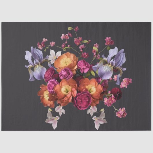 Decoupage Dark Botanical Bloom 薄葉紙 (正面)