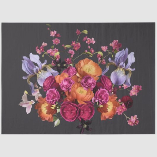 Decoupage Dark Botanical Bloom 薄葉紙 (正面)