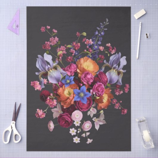 Decoupage Dark Botanical Bloom 薄葉紙 (クラフト)