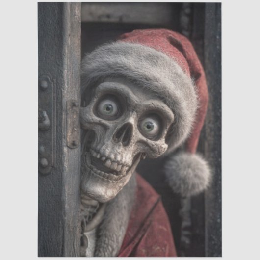 Decoupage Dead Serious Santa Claus Skeleton Peek  薄葉紙 (正面)