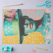 Decoupage Deco Art Kaleidoscopic Teal Woman 薄葉紙 (クラフト)