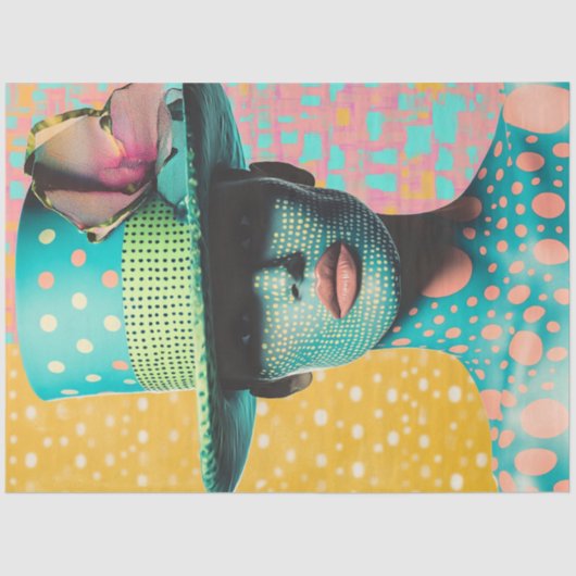 Decoupage Deco Art Kaleidoscopic Teal Woman 薄葉紙 (正面)