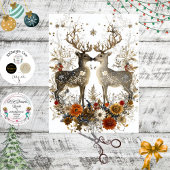 Decoupage Deer Floral Artwork Christmas  薄葉紙