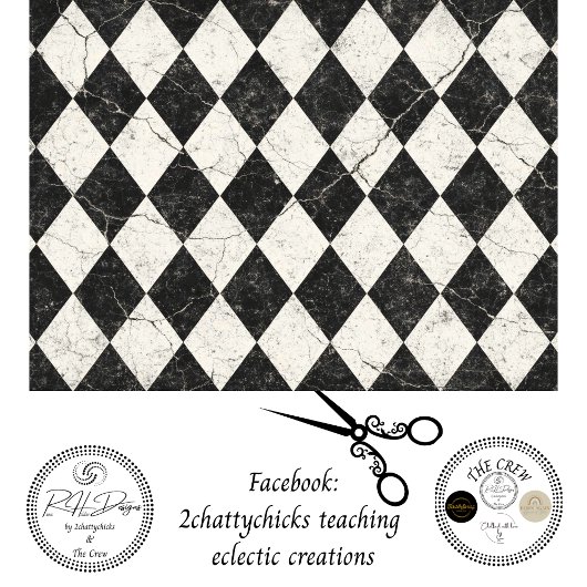 Decoupage Distress Black White Harlequin Backgroun 薄葉紙