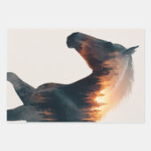  Decoupage Double Exposure Horses Handsaws  ラッピングペーパーシート (正面3)