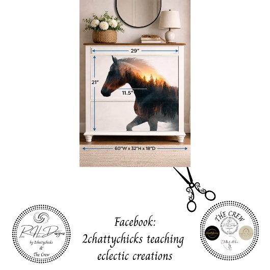 Decoupage Double Exposure Rustic Horse Wall Decor 薄葉紙