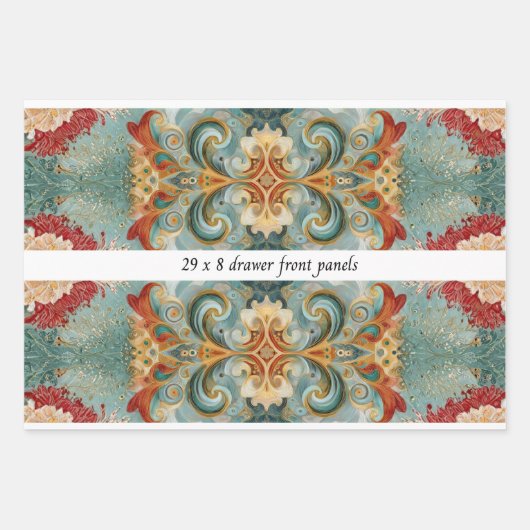 Decoupage Drawer Front 29x8 Mixed Media ラッピングペーパーシート (正面)