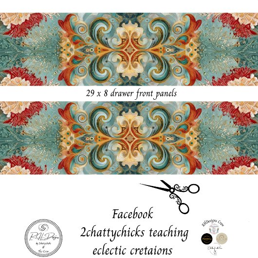 Decoupage Drawer Front 29x8 Mixed Media ラッピングペーパーシート