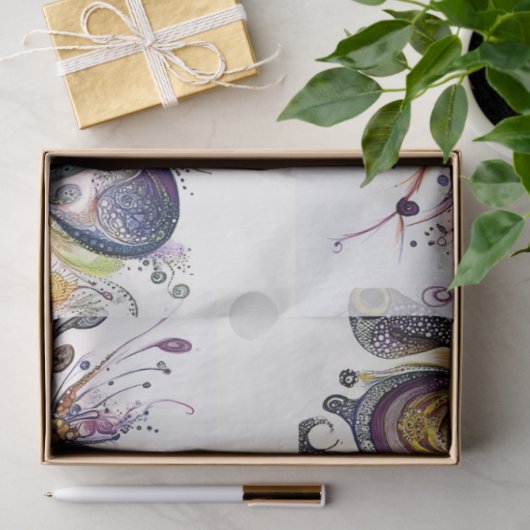 Decoupage Drawer Front 29x8 Teardrop Motif Vibrant 薄葉紙 (ギフト)