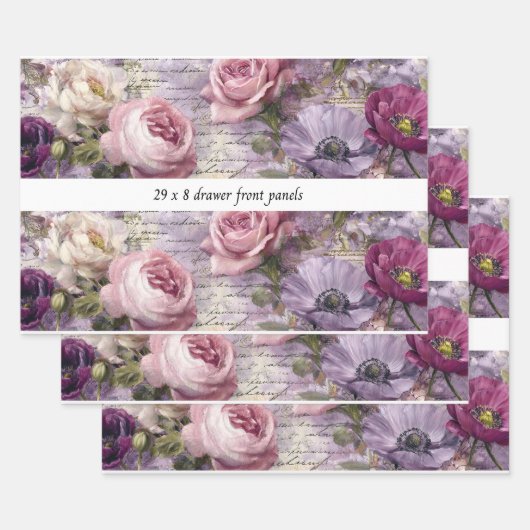 Decoupage Drawer Front Panel French Country Floral ラッピングペーパーシート (セット)