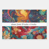 Decoupage Drawer Front Skull Vibrant Floral Colors ラッピングペーパーシート (正面3)