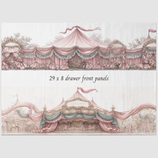 Decoupage Drawer Fronts Rococo Pastel Circus Tents 薄葉紙 (正面)